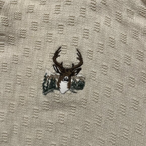 Fieldmaster Sweater Vintage Made in USA Deer Beige Men's size LT Large Tall - Picture 2 of 7